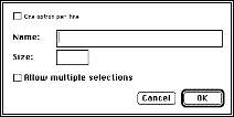 Form Selectextension dialog box