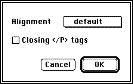 Paragraph
extension dialog box