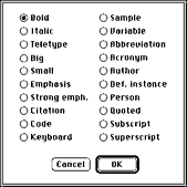 Style extension
dialog box